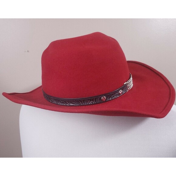 Vintage Little Joe Wool Cowboy Hat Red Made in USA WPL 5923 Size Medium - Picture 7 of 12